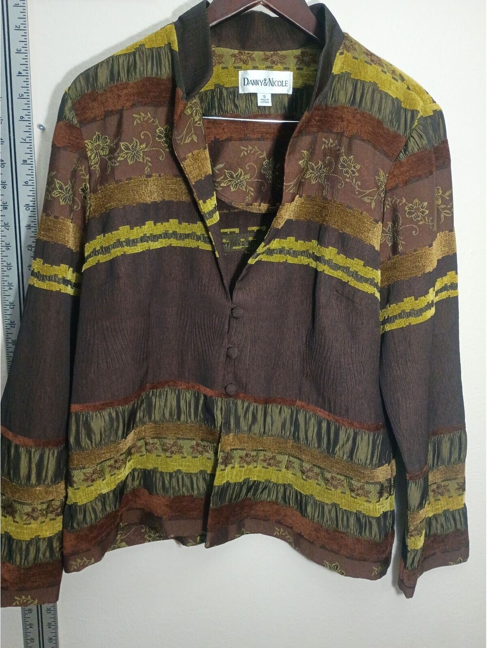 Danny & Nicole Women's Brown Multicolor Button-Up Blazer Jacket Size 16